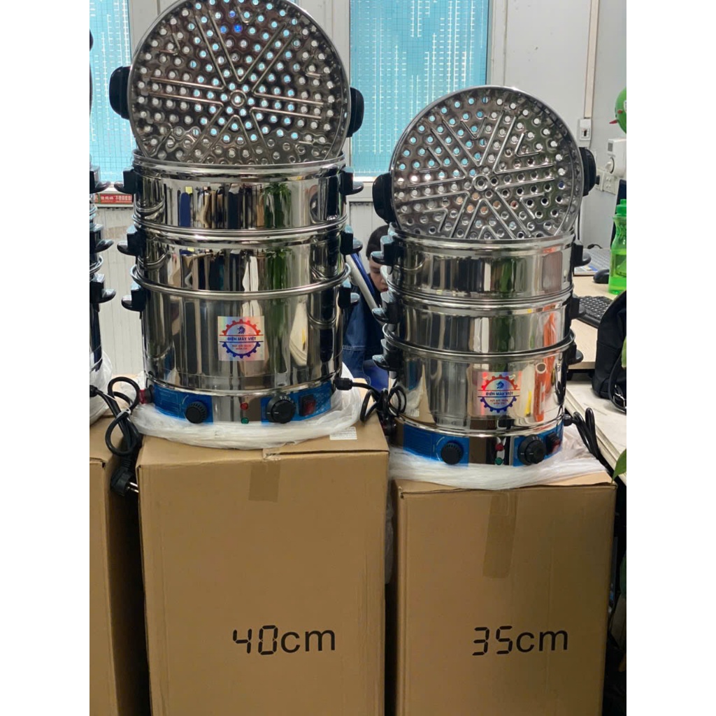 [Bảo Hành] Nồi hấp điện, Hấp bánh bao, bánh flan 3 tầng hấp, Đường kính nồi 40CM