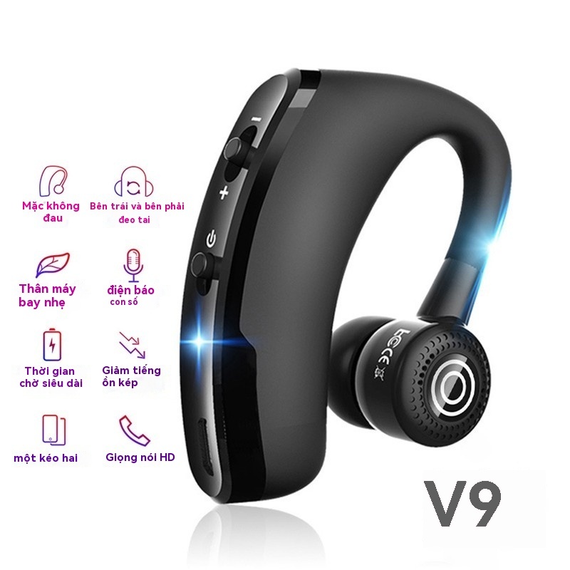 Tai nghe không dây tương thích Bluetooth V9 Business, Hi-Fi, Hands Tay miễn phí với mic