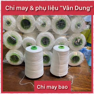 Chỉ may bao màu trắng mộc 1 cuộn 200g