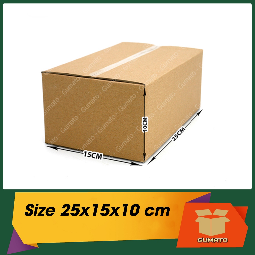 Size 25x15x10 cm, hộp giấy thùng carton gói hàng tại Gumato (Mã số P68)