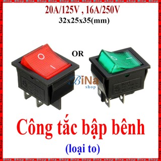 Công tắc 4 chân 16A/250V 20A/125V  / Công tắc bập bênh ON OFF loại to 33x35mm