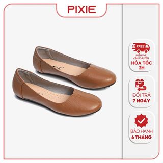 Giày búp bê da thật đế mềm khoét tim pixie x831
