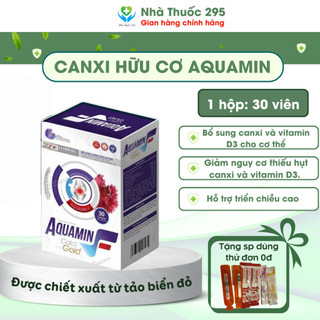 Viên aquamin f calci gold ,viên uống bổ sung canxi, magie, l lysine, d3k2-mk7 hộp 30 viên