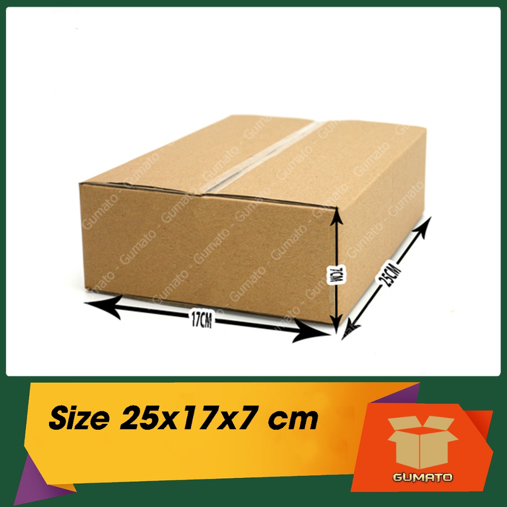 Size 25x17x7 cm, hộp giấy thùng carton gói hàng tại Gumato (Mã số P66)