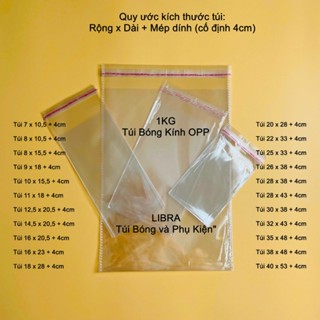 1KG – Túi Bóng Kính OPP Trong Suốt Dán Miệng – Đựng Quần Áo, Khẩu Trang, Sách Truyện – Nhiều Size