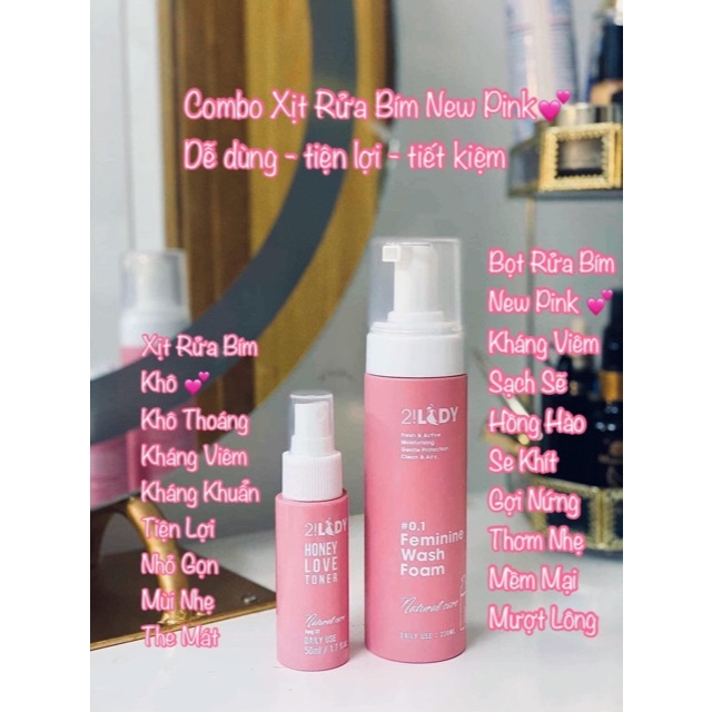 COMBO Phụ khoa 2LADY | Dung dịch vệ sinh tạo bọt + Xịt thơm [CHÍNH HÃNG MAGIC SKIN 2!LADY]