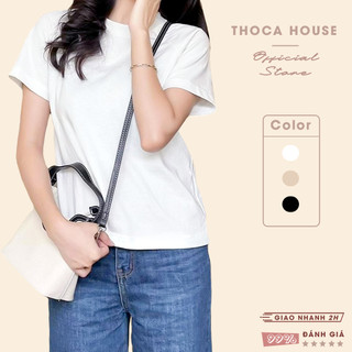 Áo thun nữ trơn basic cổ tròn tay kiểu THOCA HOUSE form fit dễ phối, xinh xắn