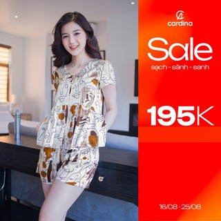 Đồ bộ nữ 𝐂𝐀𝐑𝐃𝐈𝐍𝐀 chất lụa satin cao cấp cổ v áo cộc tay quần đùi nhún eo nữ tính 3sf02