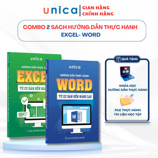 Combo 2 Sách Hướng dẫn thực hành Word - Excel UNICA ứng dụng văn phòng từ cơ bản đến nâng cao