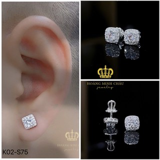 Bông tai bạc nam nữ Hoàng Minh Châu Jewelry (K02-S75), thiết kế thanh lịch chuẩn bạc chính hãng
