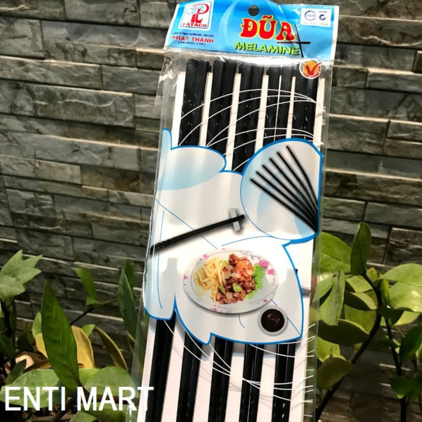 Đũa melamine xoắn/trơn màu đen (10 đôi)
