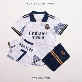 Bộ Quần Áo Bóng Đá Trẻ Em CLB Real madrid họa tiết rồng 2025