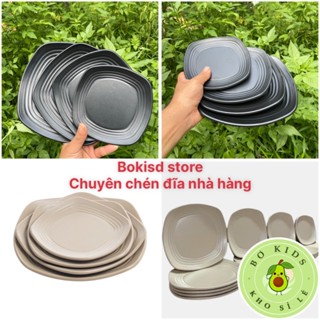 Đĩa Nhựa Phíp Vuông Thái Mẫu Mới Nhựa Việt Nhật 4 Size Chịu Nhiệt Tốt, Đĩa Nhựa Vuông Đựng Đồ Ăn
