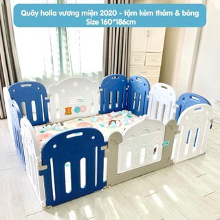 Quây cũi cho bé Holla vương miện Holla Khủng long cao cấp -  Tặng kèm 3 món , 100 bóng nhựa, 1 thảm êm, 1 rổ bóng