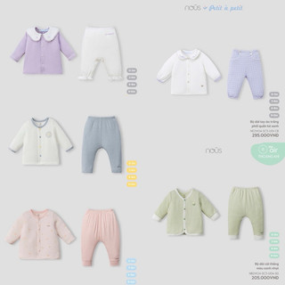 (Nhùn nhùn)Bộ cài thẳng/cài chéo Nous mẫu  ( màu như hình) size newborn dưới 5kg