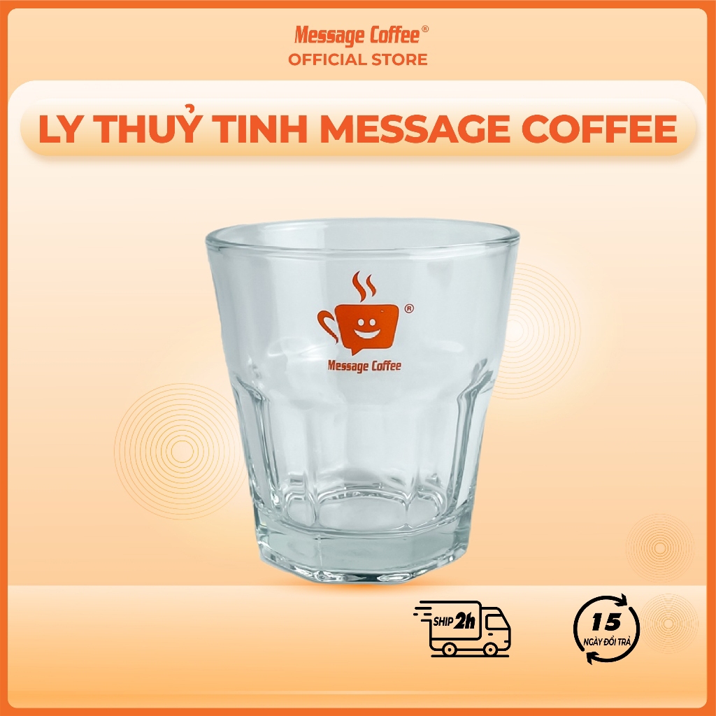 Ly thủy tinh logo Message Coffee