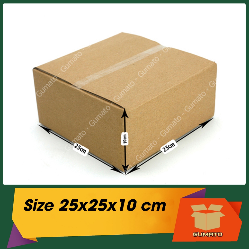 Size 25x25x10 cm, hộp giấy thùng carton gói hàng tại Gumato (Mã số P70)