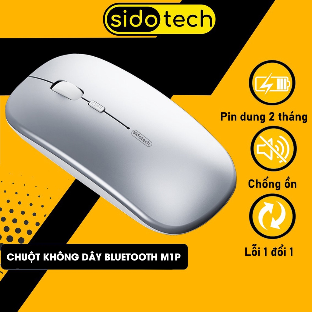 Chuột máy tính bluetooth không dây SIDOTECH INPHIC M1P tắt tiếng chống ồn pin sạc lần laptop tablet mabook văn phòng