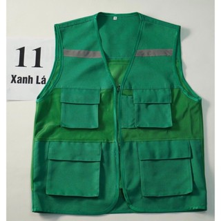 Áo ghi lê phản quang 4 túi bảo hộ lao động màu xanh lá