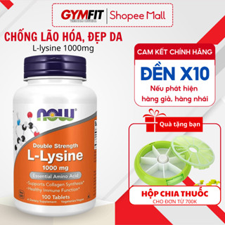 Hỗ trợ tăng sinh collagen Now L- Lysine giúp giảm mụn, hỗ trợ xương khớp 500mg 100 viên