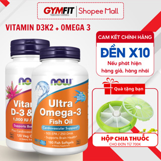 Combo hỗ trợ xương khớp, hỗ trợ thị lực, cải thiện sức mạnh cơ bắp Vitamin D3 K2, Omega 3 Ultra NOW Foods