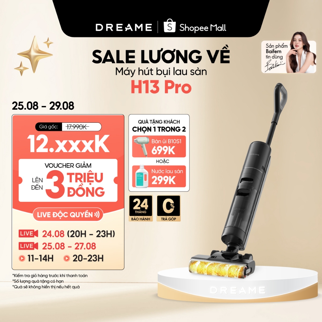 Máy lau sàn hút bụi cầm tay không dây thông minh Dreame H13 Pro- Bản quốc tế - Bảo hành 24 tháng