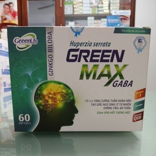 Green Max Gaba hộp 60 viên ( Ginkgo biloba bổ não) hỗ trợ tăng cường tuần hoàn não giúp ngủ ngon