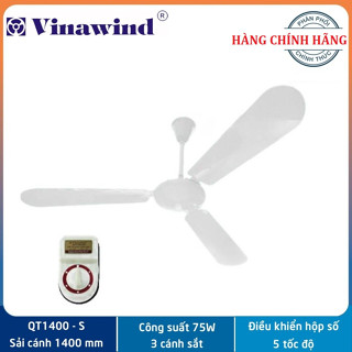 Quạt trần 3 Cánh Sắt Vinawind QT1400-S Điện Cơ Thống Nhất, sử dụng hộp số 5 cấp