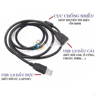 Cáp usb nối dài 1.5m/ 3m/ 5m chống nhiễu - cổng usb 2.0 - màu đen