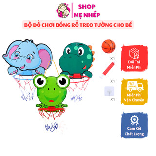 Bộ đồ chơi bóng rổ treo tường, bảng ném bóng rổ dán tường mini cho bé vui chơi trong nhà