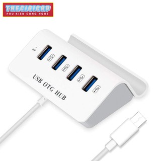 Hub otg chia 4 cổng usb đầu type c có giá đỡ điện thoại
