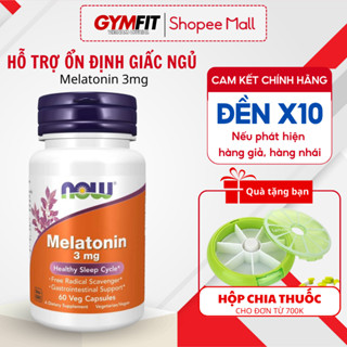 Viên uống hỗ trợ giấc ngủ Now Melatonin 3mg giúp vào giấc dễ dàng giảm stress minh mẫn của Mỹ 60 viên