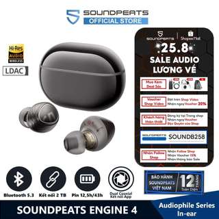 Tai nghe true wireless soundpeats engine 4 dual coaxial dd | pin 12.5h bluetooth 5.3