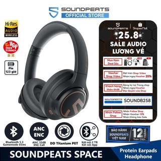 Tai Nghe Chụp Tai Bluetooth SoundPEATS Space | Pin 123 Giờ | DD Titan PET | Bluetooth 5.3