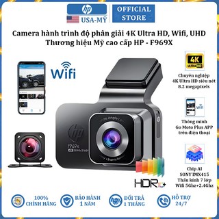 Camera hành trình ô tô thương hiệu cap cấp HP F969X độ phân giải 4K Ultra HD, Wifi, UHD - Hàng Nhập Khẩu