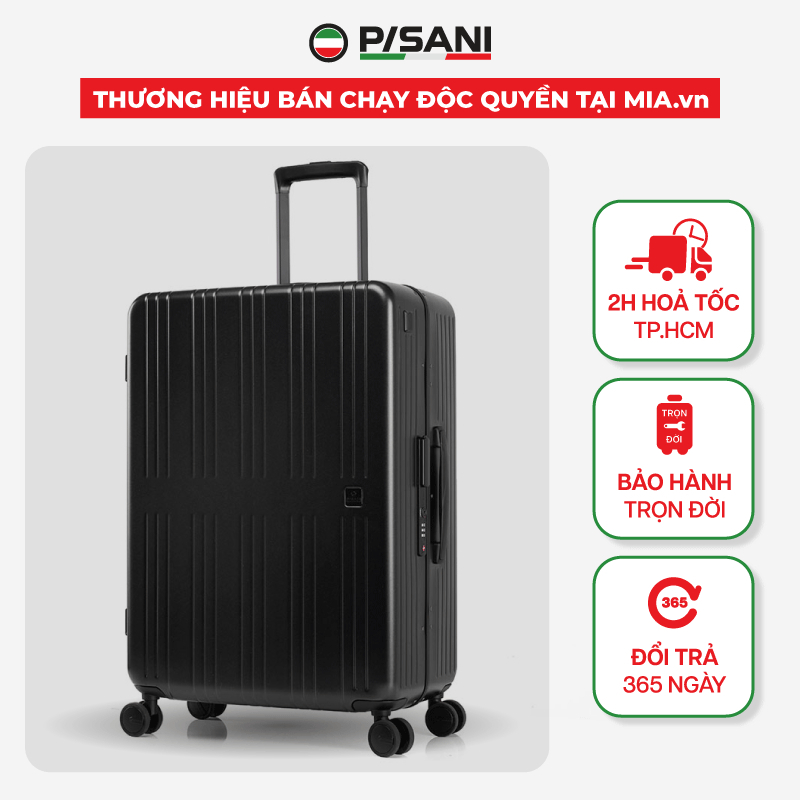Vali Kéo Du Lịch Pisani Maximus AF073 size 20/24/28 100% Nhựa PC Cao Cấp Cổng sạc Type-C USB Hiện Đại- Bảo Hành Trọn Đời