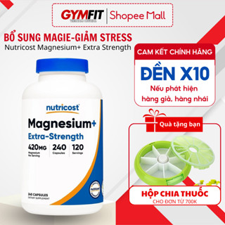 Viên uống bổ sung Magie phục hồi cơ bắp Nutricost Magnesium+ Extra Strength Capsules, 120 -240 viên của Mỹ
