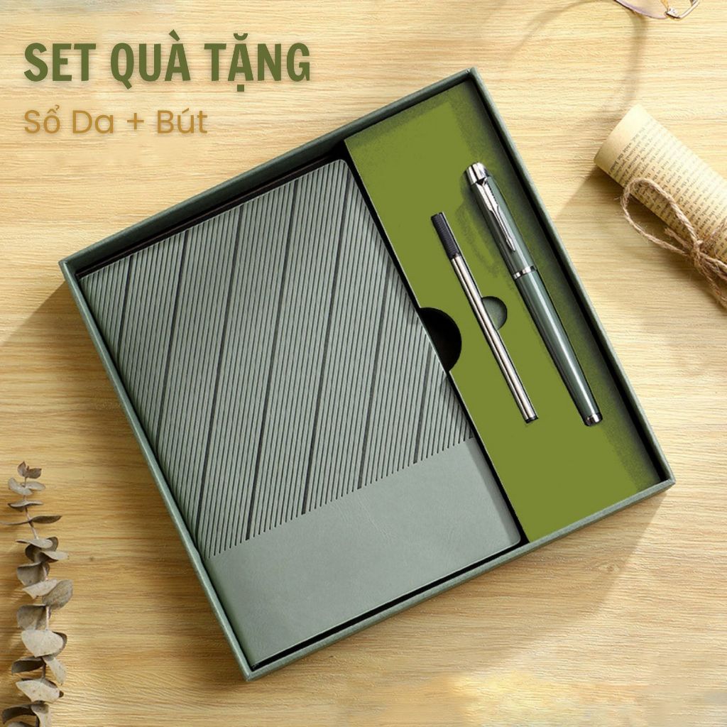 Set quà sổ tay A5 bìa da và bút - quà tặng tốt nghiệp, tặng sếp, khai trương