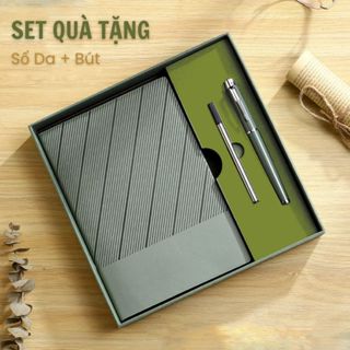 Set quà sổ tay A5 bìa da và bút - quà tặng tốt nghiệp, tặng sếp, khai trương
