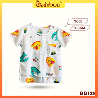 Đồ bộ bé trai BABIBOO vải tole 2 da siêu mát, họa tiết xinh xắn BB121