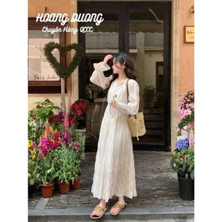 (Sẵn) Đầm Tiểu Thư Dài Tay, Đầm Maxi Dài Đi Biển Phong Cách Pháp Thời trang cho Nữ 2024