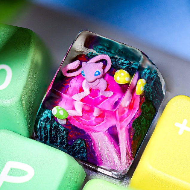 Nút bàn phím Mew Pokemon cao cấp (ảnh thật), nút bàn phím lẻ Pokemon, keycap lẻ, keycap anime, pokem