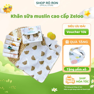 Set khăn sữa Muslin cao cấp MORRY KILUTA  ZELOO - Khăn xô sữa Organic 2 lớp siêu mềm cho bé sơ sinh - Shop Rô Ron