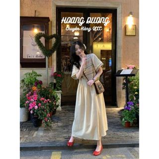 (Sẵn) Váy Cộc Tay Thêu Thổ Cẩm Xòe Dáng Dài Babydoll Đáng Yêu Mùa Hè Điệu Đà Cho Nữ