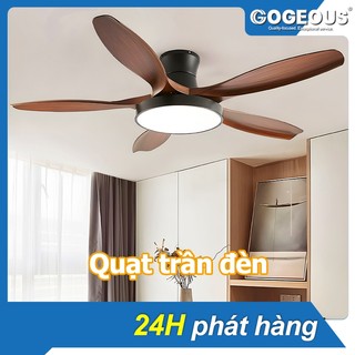 Quạt trần cánh rộng 132/143cm có điều khiển từ xa đèn 3 màu Đèn LED 6 tốc độ cho phòng khách/phòng làm việc/phòng ngủ