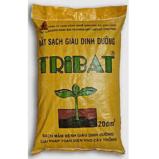 Đất sạch dinh dưỡng tribat bao to 20dm3, đất trồng dùng không thay thế trồng rau mầm, hoa, tulip