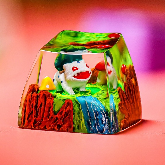 Nút bàn phím Bulbasaur Pokemon cao cấp (ảnh thật), nút bàn phím lẻ Pokemon, keycap lẻ, keycap anime,