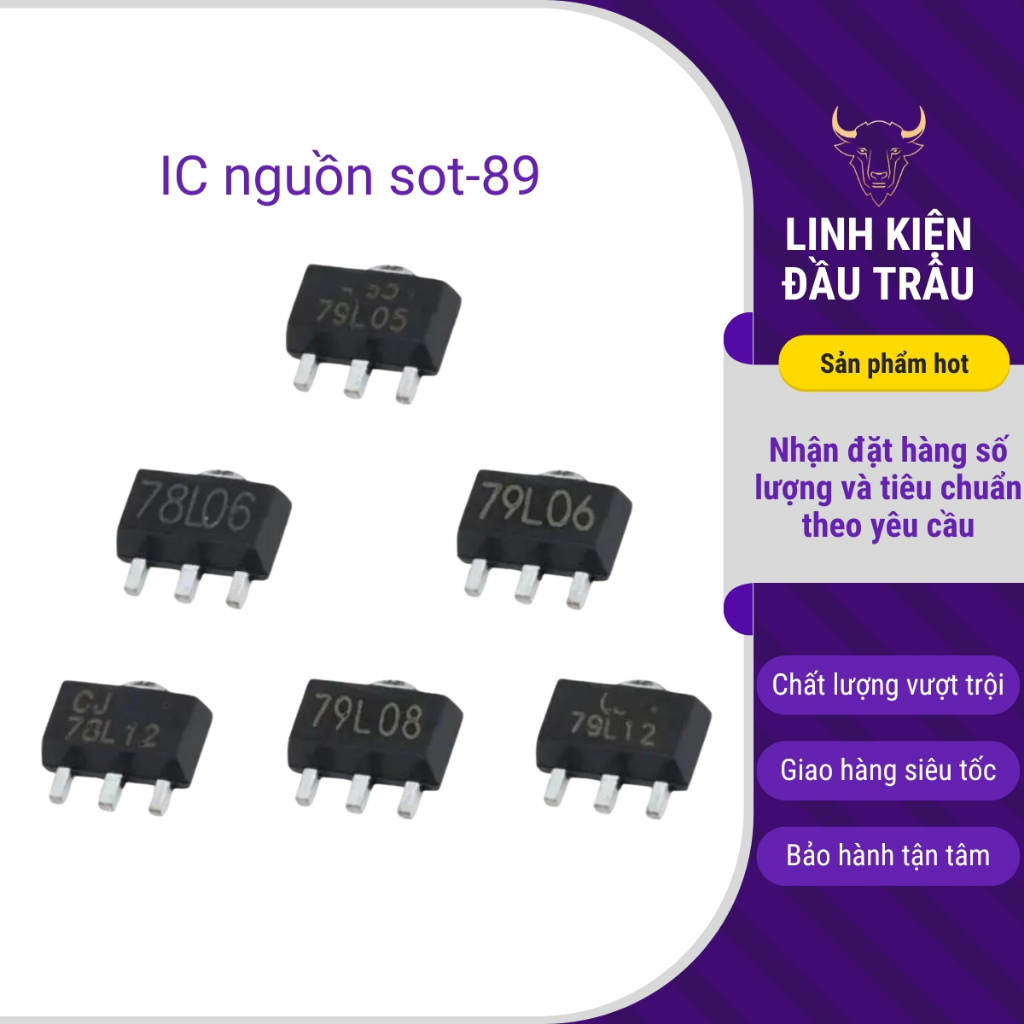 Ic nguồn 79l05 79l08 79l09 79l12 79l15 sot-89 JCET Linh Kiện Đầu Trâu.