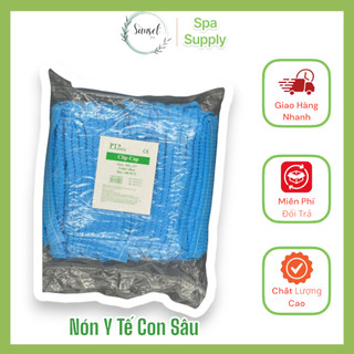 Mũ Trùm Đầu Y Tế, Nón Con Sâu Trùm Đầu, Mỹ Y Tế - Bọc 100 Cái - Bao Trùm Đầu Tóc Spa Cao Cấp