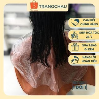 Khăn choàng, áo choàng nilong cắt tóc, nhuộm tóc có chun tiên lợi siêu dai kích thước 100x100cm